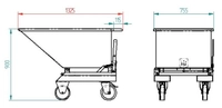 Tippcontainer rustfri, kapasitet 450L