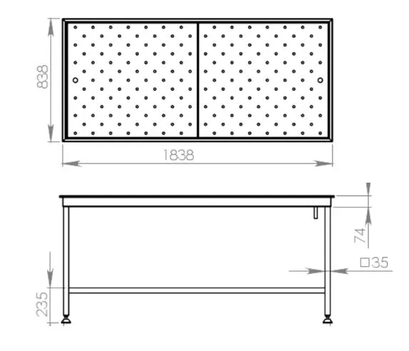 Arbeidsbord med drenering 