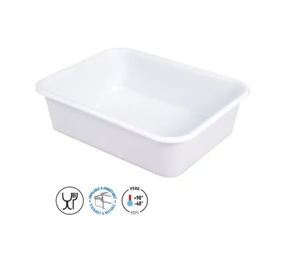 Plastkasse 20L glatt hvit HDPE