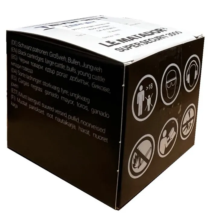 Skudd sort, 27.cal til Matador boltepistol, 500stk i eske