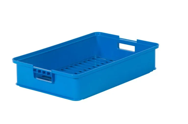 Plastkasse Blå 27L perforert bunn