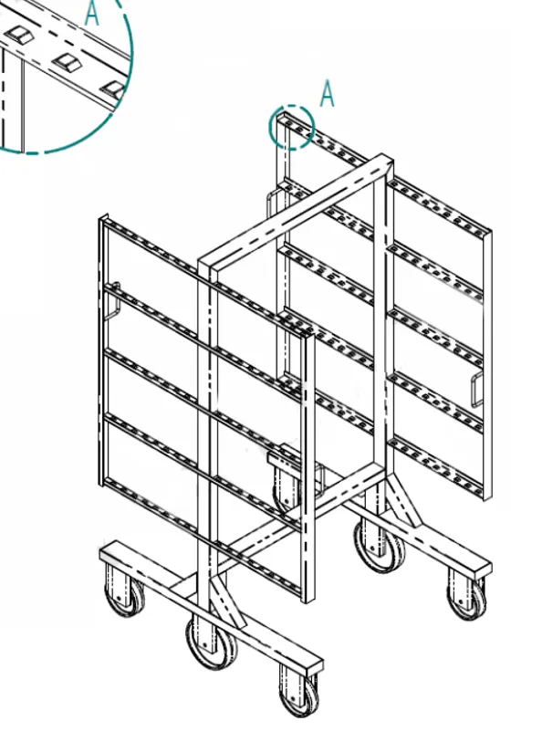 Røkevogn H-modell, 900x1000x1700mm