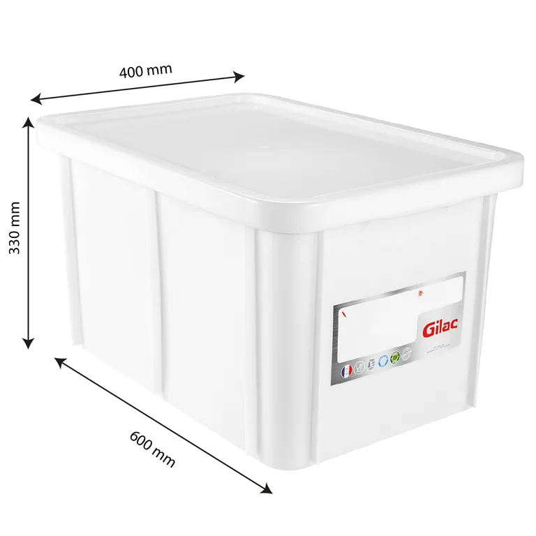 Plastkasse 55L med tett lokk Hvit